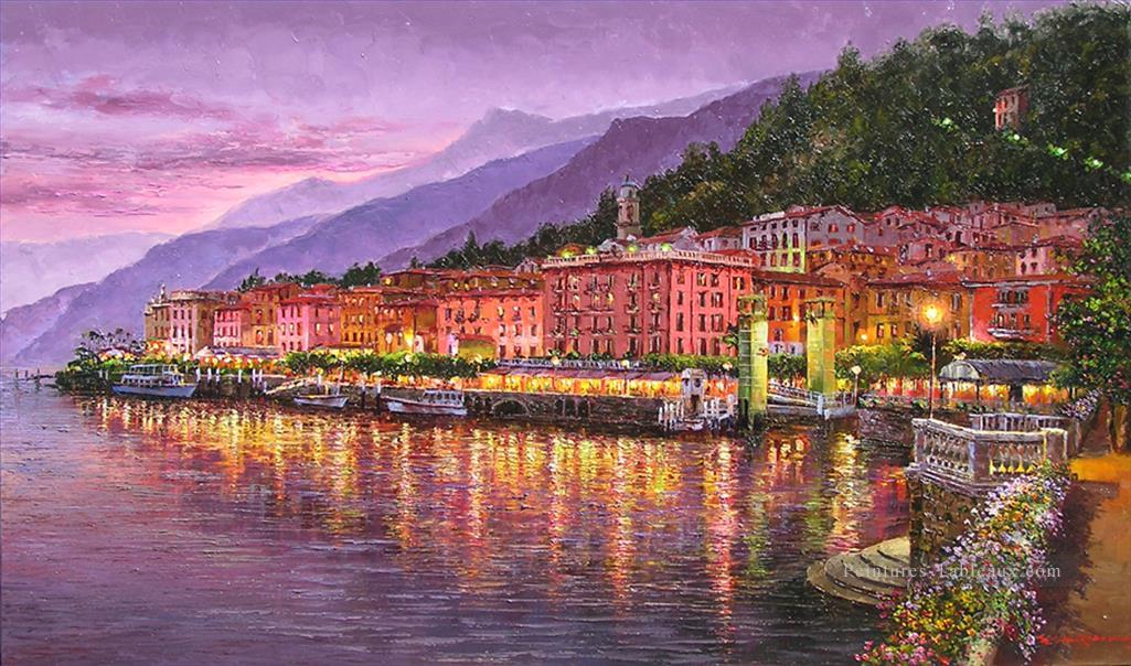 Bellagio Nuit Mer Egée Méditerranée Peintures à l'huile